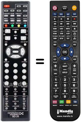 Télécommande équivalente Daewoo BD26