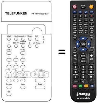Télécommande équivalente Telefunken A320S