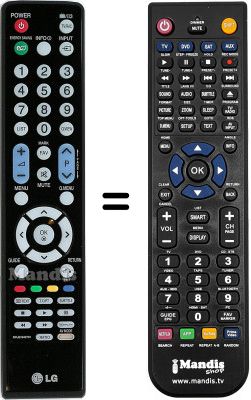 Télécommande équivalente LG 55SL8500 Télécommande équivalente LG 55SL8500