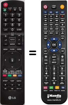 Télécommande équivalente LG 32LD450-ZA Télécommande équivalente LG 32LD450-ZA