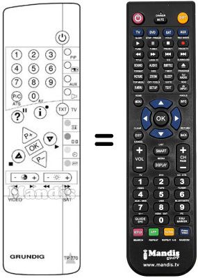 Télécommande équivalente Grundig M95-115 / 9I DTV Télécommande équivalente Grundig M95-115 / 9I DTV