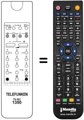 Télécommande équivalente Telefunken REMCON051 Télécommande équivalente Telefunken REMCON051