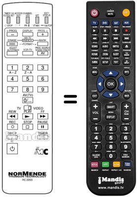 Télécommande équivalente NordMende RC2203X Télécommande équivalente NordMende RC2203X