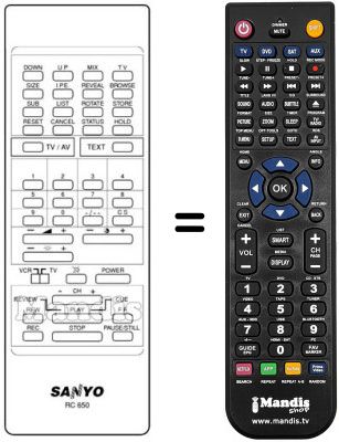 T&eacute;l&eacute;commande &eacute;quivalente RC650