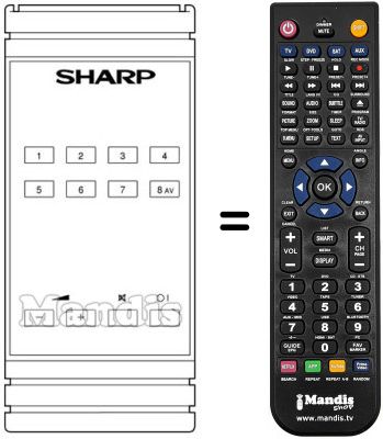 Replacement remote control Sharp RRMC-G0121C-ESA