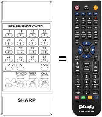 Replacement remote control Sharp RRMCG0292CESA