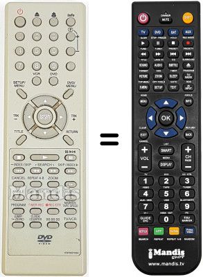 Télécommande équivalente NordMende DVRX14SE