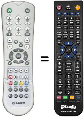 Replacement remote control Sagem DVR6280GL-T