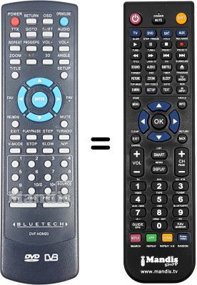 Télécommande équivalente BLUETECH DVFHDM20 Télécommande équivalente BLUETECH DVFHDM20