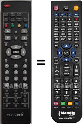 Télécommande équivalente Sunstech HVS57386