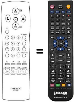Télécommande équivalente HVS54437 Télécommande équivalente HVS54437