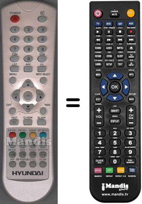 Télécommande équivalente Hyundai WHV3333 Télécommande équivalente Hyundai WHV3333