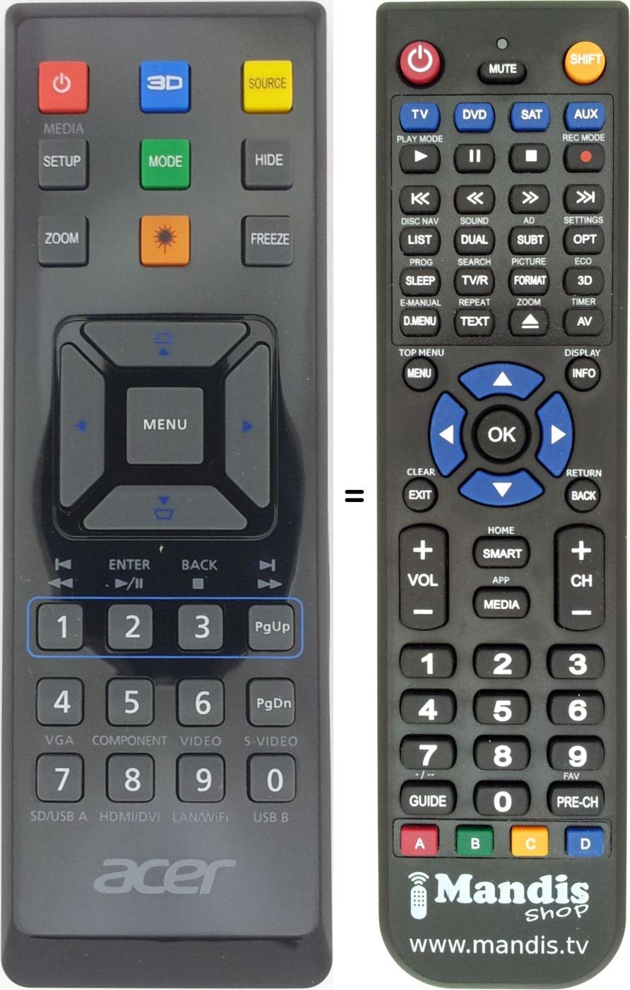 Replacement remote control Acer MC.JG811.008