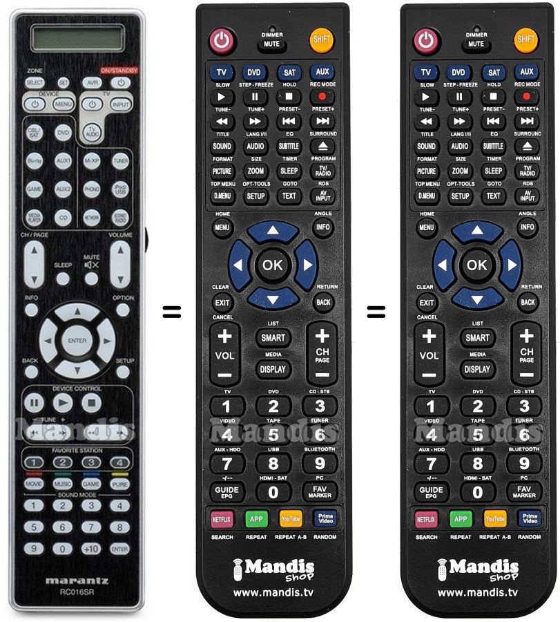 Télécommande équivalente Marantz RC016SR