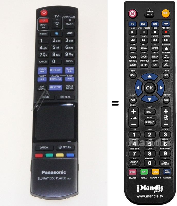 Replacement remote control Panasonic N2QAYB000768