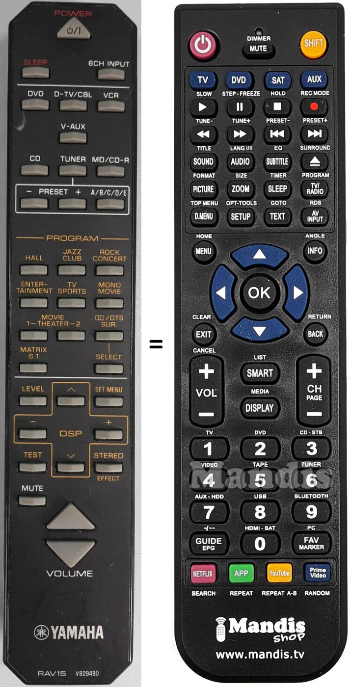 Replacement remote control Yamaha RAV15