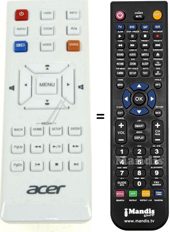 Replacement remote control Acer MC.JG711.001