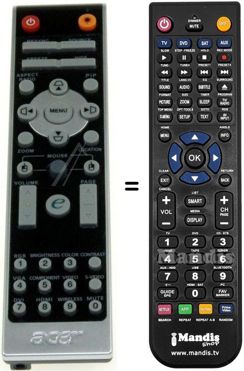 Replacement remote control Acer VZ.J6400.001